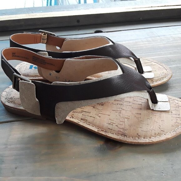 Korks Vegan Skylar Flat Thong Sandal Dark Brown Size 9 - Picture 3 of 12